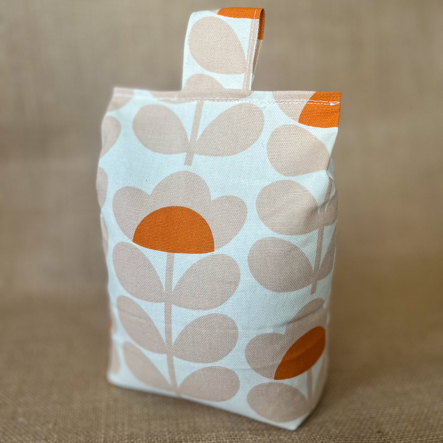 Large Orange Papaya Sweet Pea Print Door Stop: Retro Orla Kiely Home Decor Fabric Home Decor (Filled or Fill at Home)