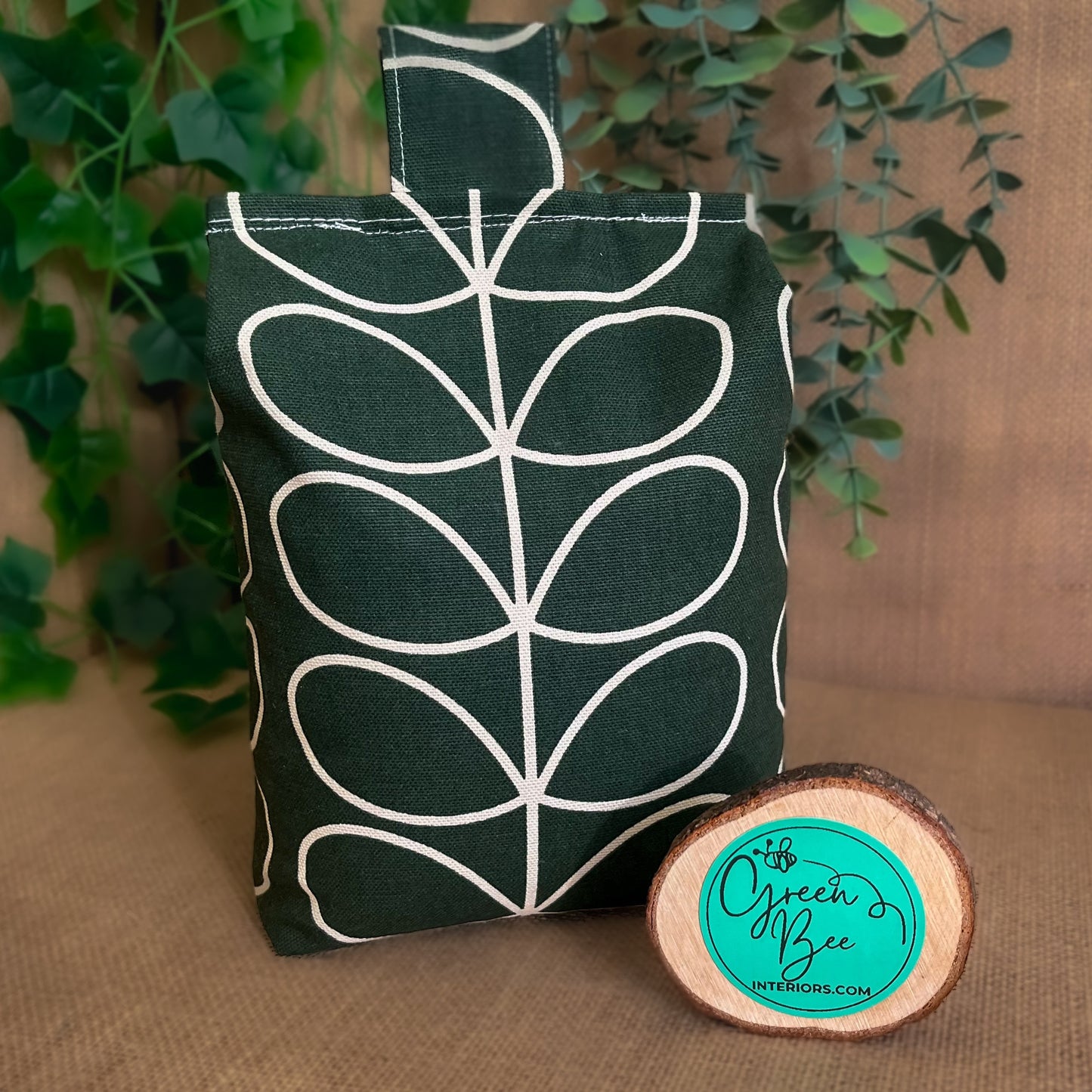 Large Evergreen Linear Stem Print Door Stop: Vintage Retro Style Fabric Home Decor (Filled or Fill at Home) Orla Kiely