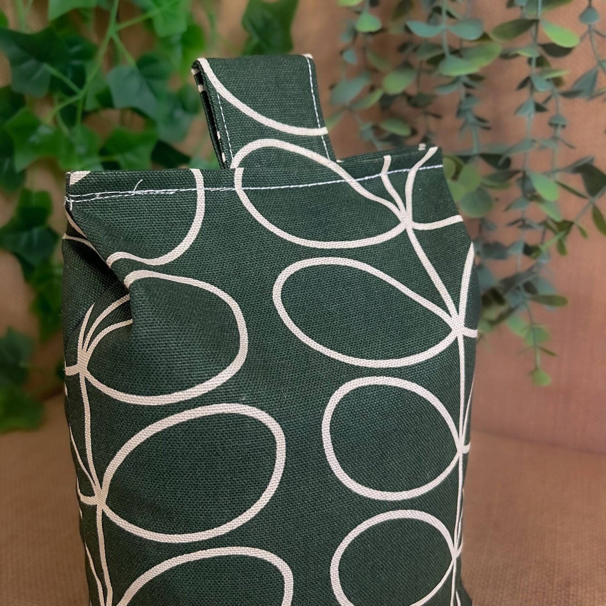 Large Evergreen Linear Stem Print Door Stop: Vintage Retro Style Fabric Home Decor (Filled or Fill at Home) Orla Kiely