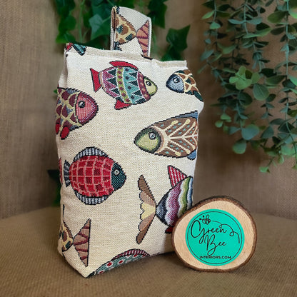 Large Tapestry Fish Fabric Door Stop: Nautical Style Rustic Home Decor (Filled or Fill at Home)