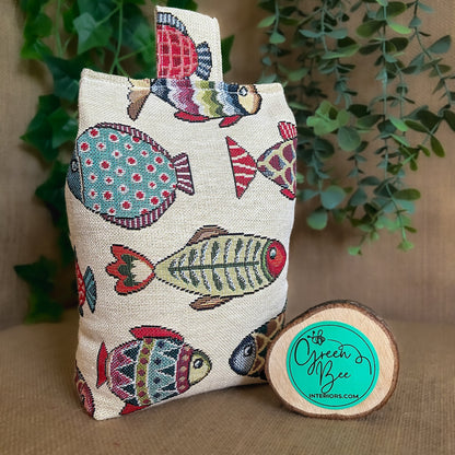 Large Tapestry Fish Fabric Door Stop: Nautical Style Rustic Home Decor (Filled or Fill at Home)