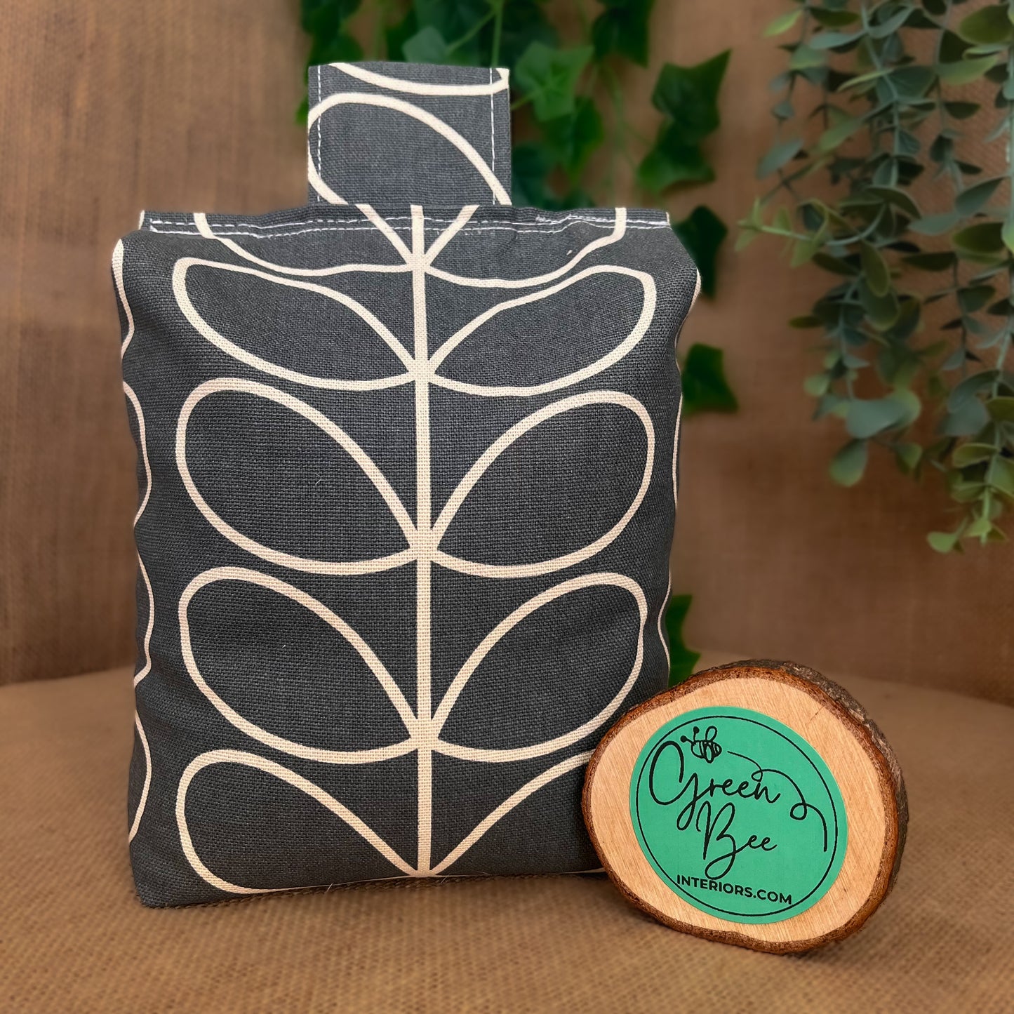 Large Grey Linear Stem Print Door Stop: Vintage Retro Style Fabric Home Decor (Filled or Fill at Home) Orla Kiely