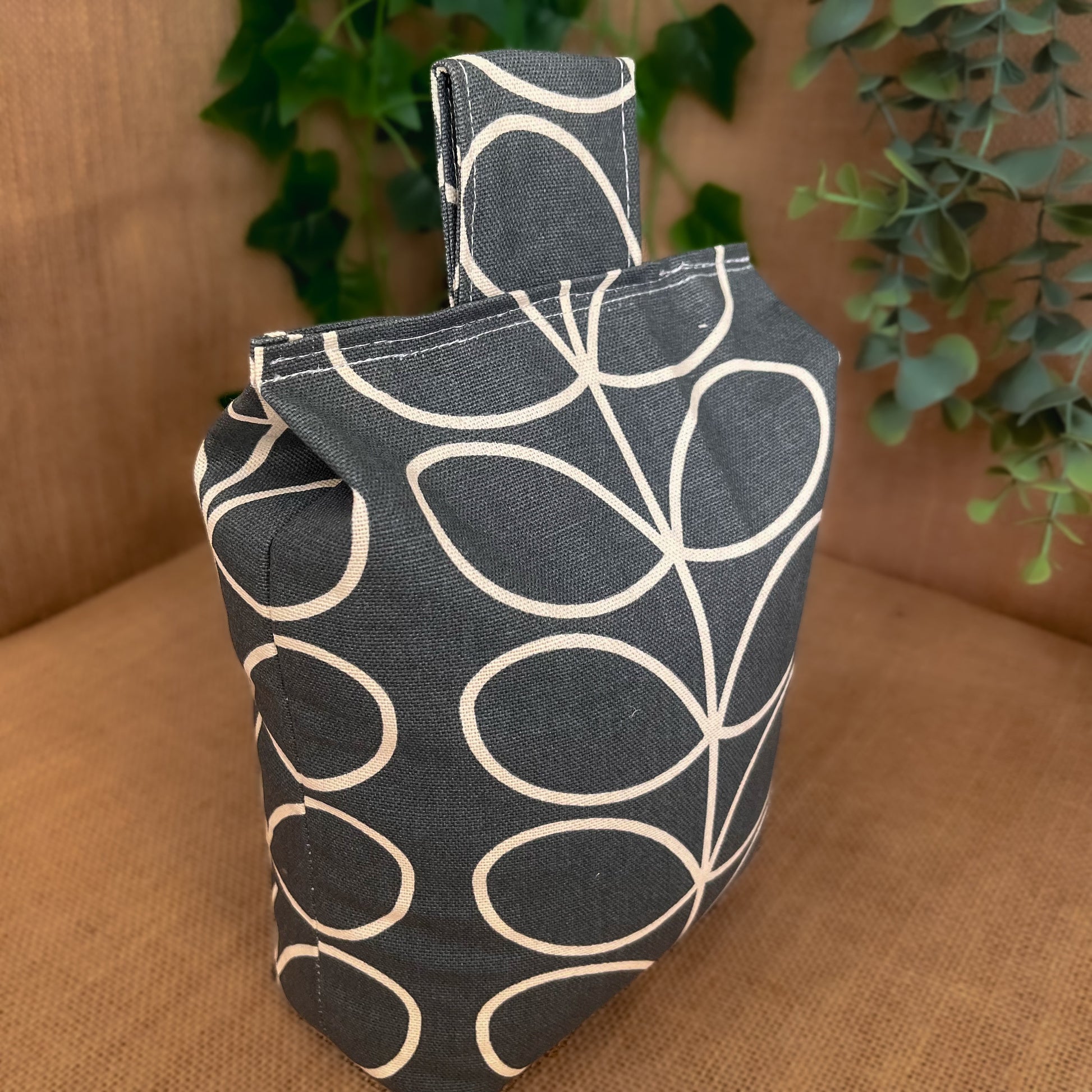 Large Grey Linear Stem Print Door Stop: Vintage Retro Style Fabric Home Decor (Filled or Fill at Home) Orla Kiely