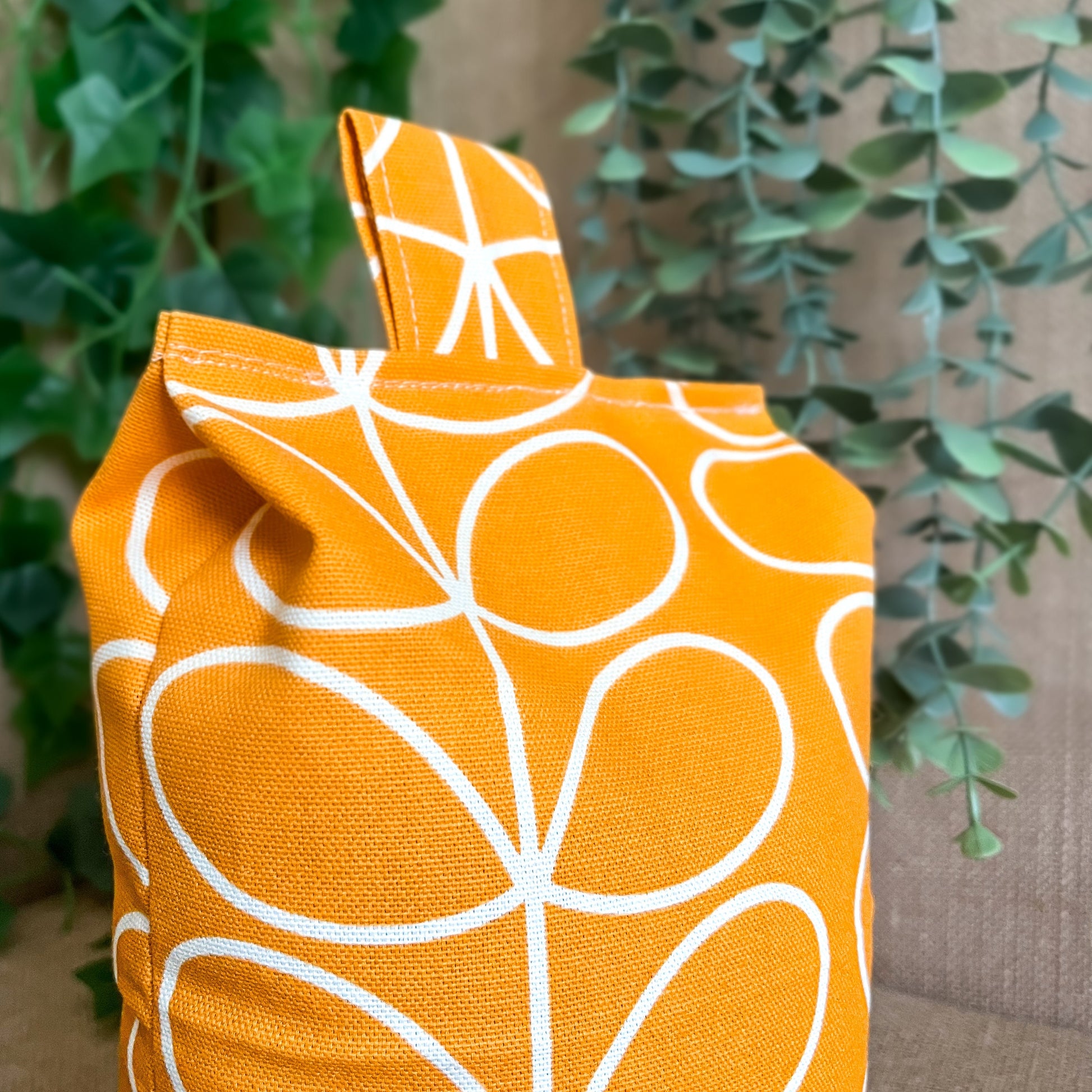 Large Papaya Orange Stem Print Door Stop: Modern Retro Accents Fabric Home Decor (Filled or Fill at Home) Orla Kiely