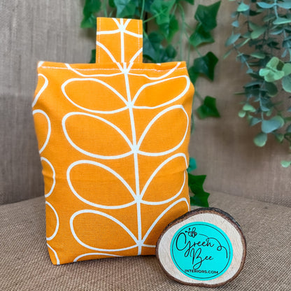 Large Papaya Orange Stem Print Door Stop: Modern Retro Accents Fabric Home Decor (Filled or Fill at Home) Orla Kiely
