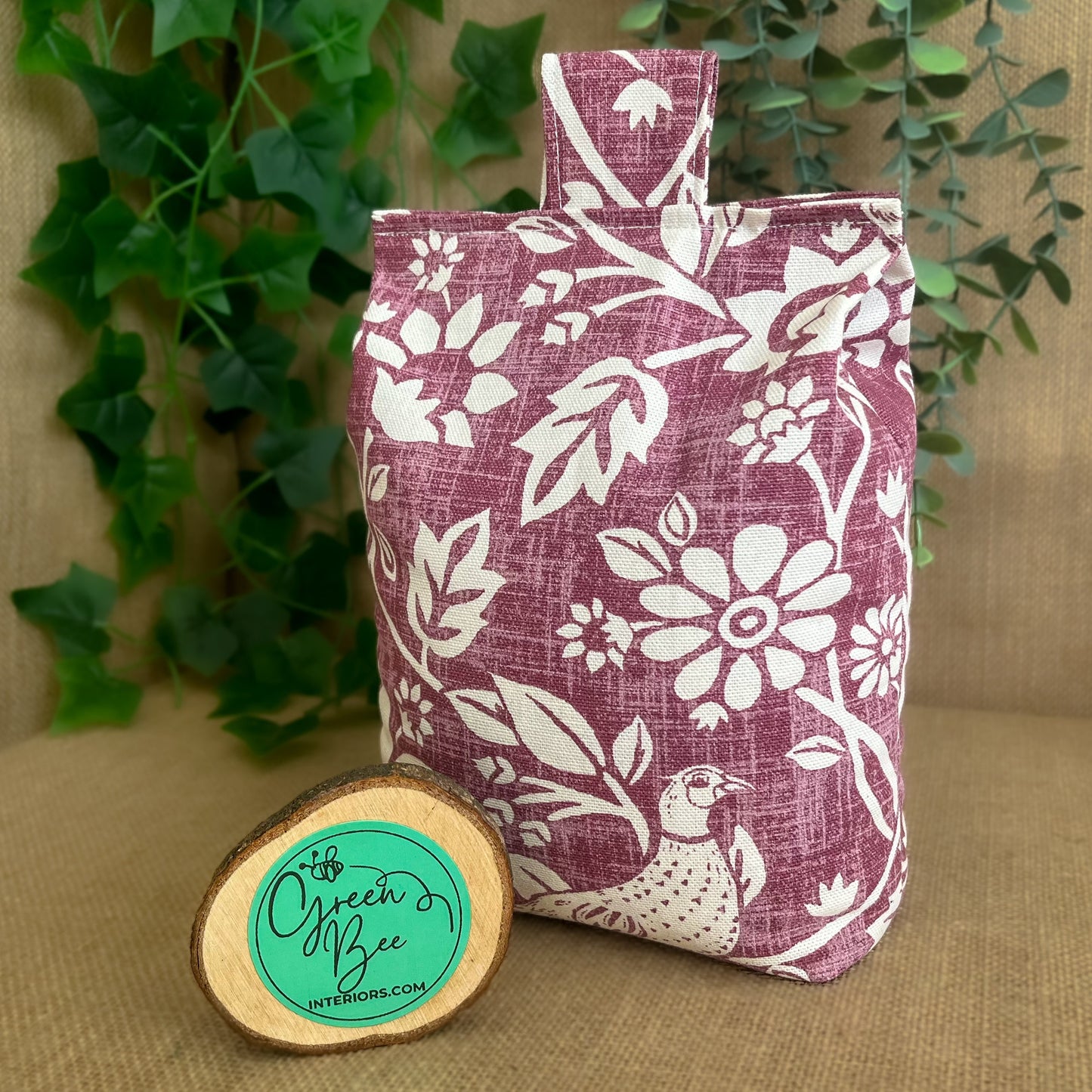 Large Woodland Hare & Pheasant Print Door Stop: Farmhouse Charm Fabric Home Decor (Filled or Fill at Home)