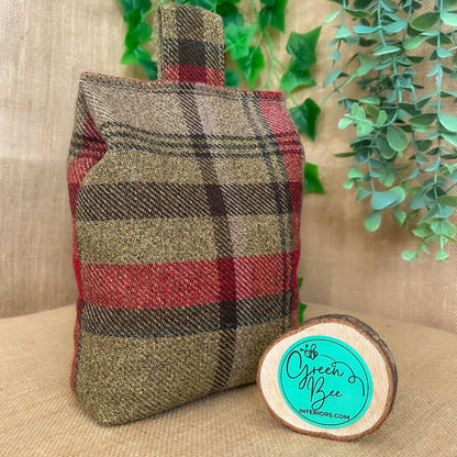 Large Hunter Green Tartan Door Stop: Rustic Elegance for Home Decor (Filled or Fill at Home)