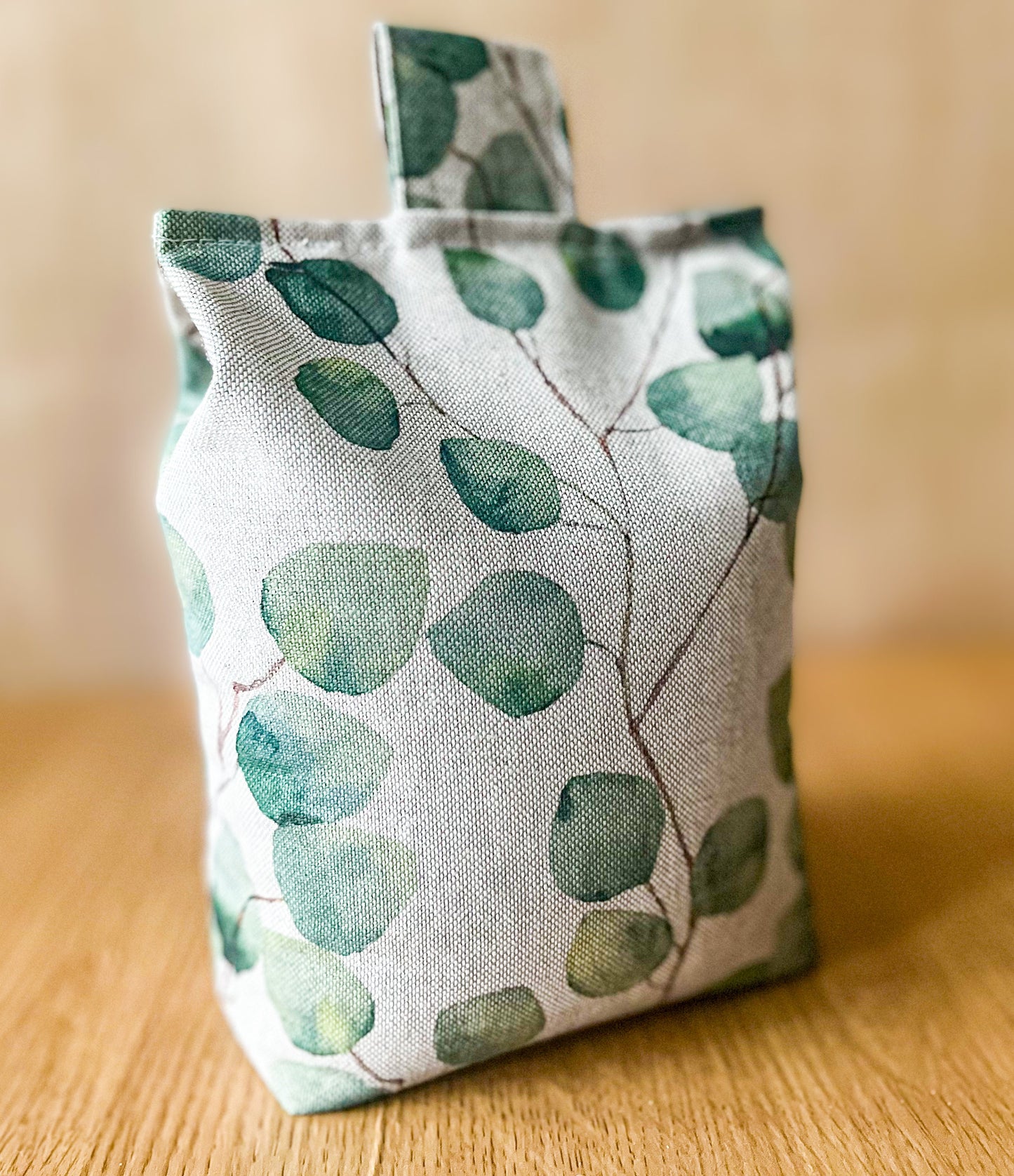 Large Linen Eucalyptus Print Door Stop: Farmhouse Charm Fabric Home Decor (Filled or Fill at Home)