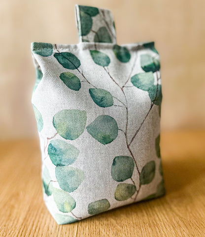 Large Linen Eucalyptus Print Door Stop: Farmhouse Charm Fabric Home Decor (Filled or Fill at Home)