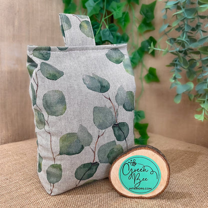 Large Linen Eucalyptus Print Door Stop: Farmhouse Charm Fabric Home Decor (Filled or Fill at Home)