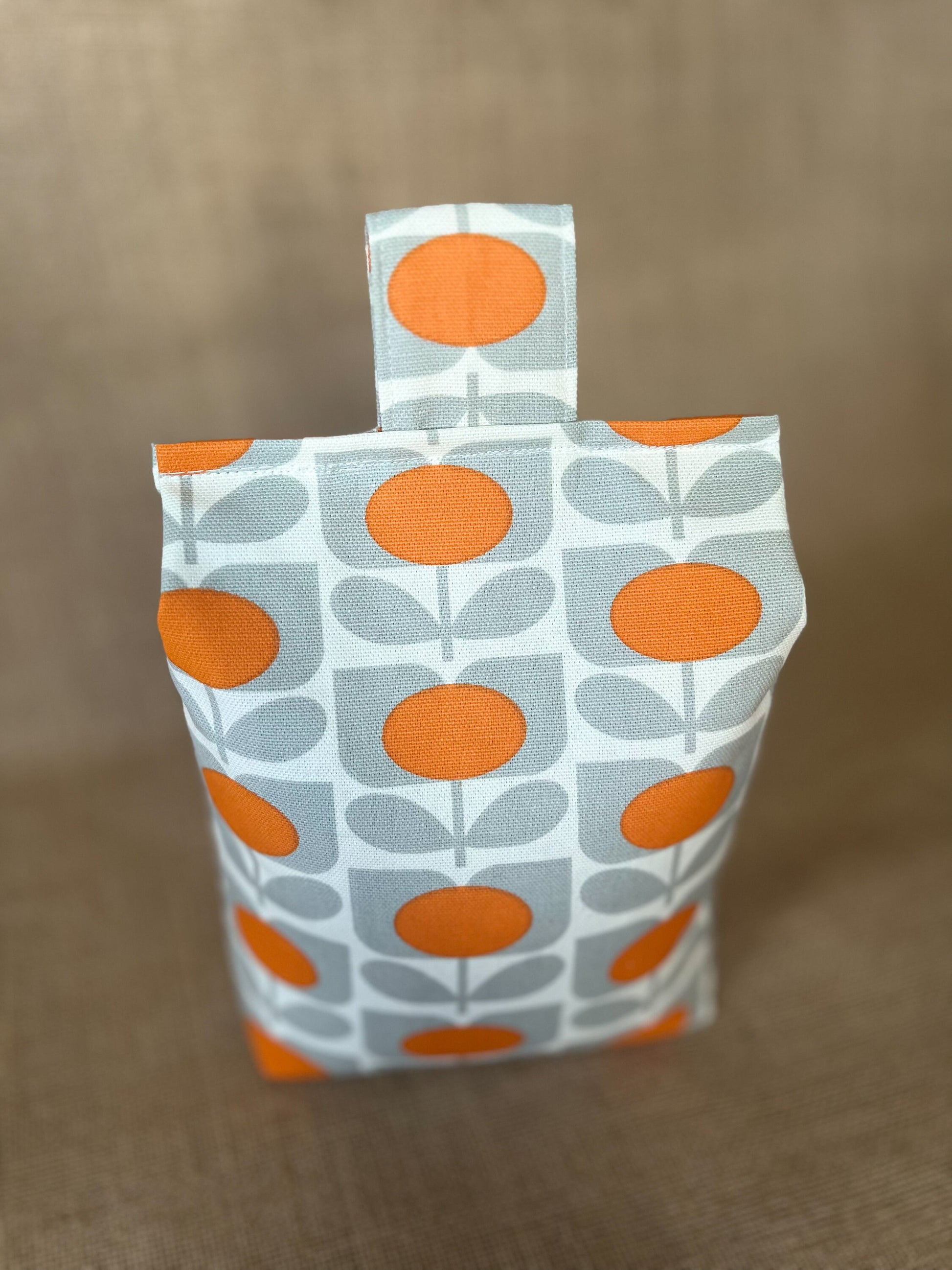 Large Orange Grey Sweet Pea Fabric Door Stop: Rustic Elegance for Home Decor (Filled or Fill at Home) Orla Kiely
