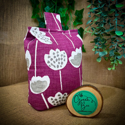 Large Plum Purple Scandi Floral Print Door Stop: Modern Retro Accents Fabric Home Decor (Filled or Fill at Home)