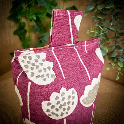 Large Plum Purple Scandi Floral Print Door Stop: Modern Retro Accents Fabric Home Decor (Filled or Fill at Home)
