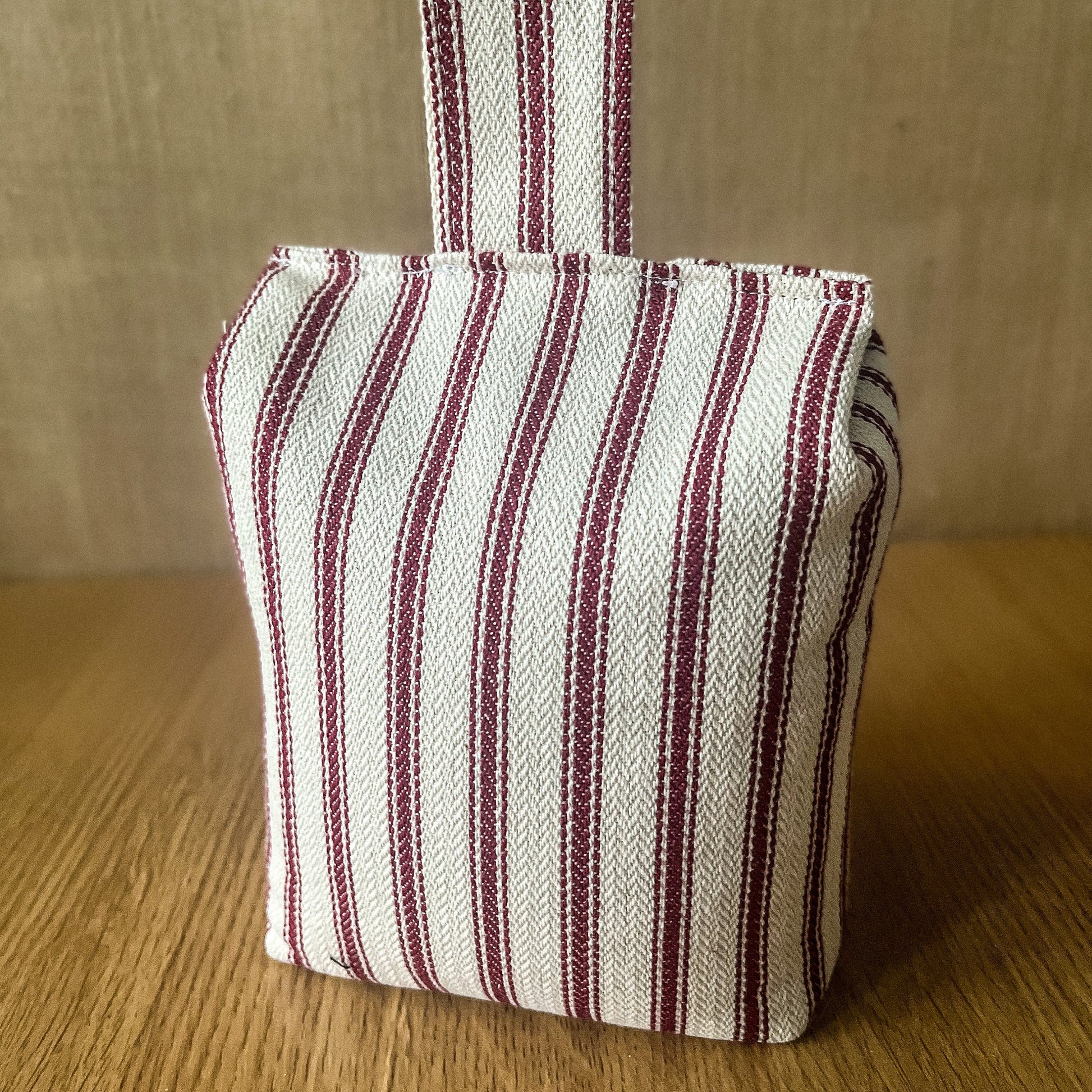 Large Red French Ticking Stripe Print Door Stop: Farmhouse Charm Fabric Home Decor (Filled or Fill at Home)