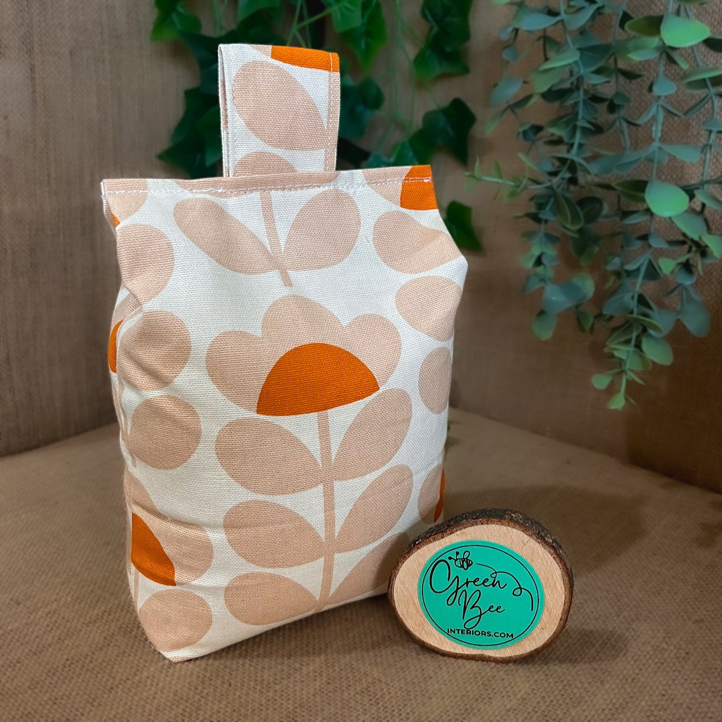 Large Orange Papaya Sweet Pea Print Door Stop: Retro Orla Kiely Home Decor Fabric Home Decor (Filled or Fill at Home)