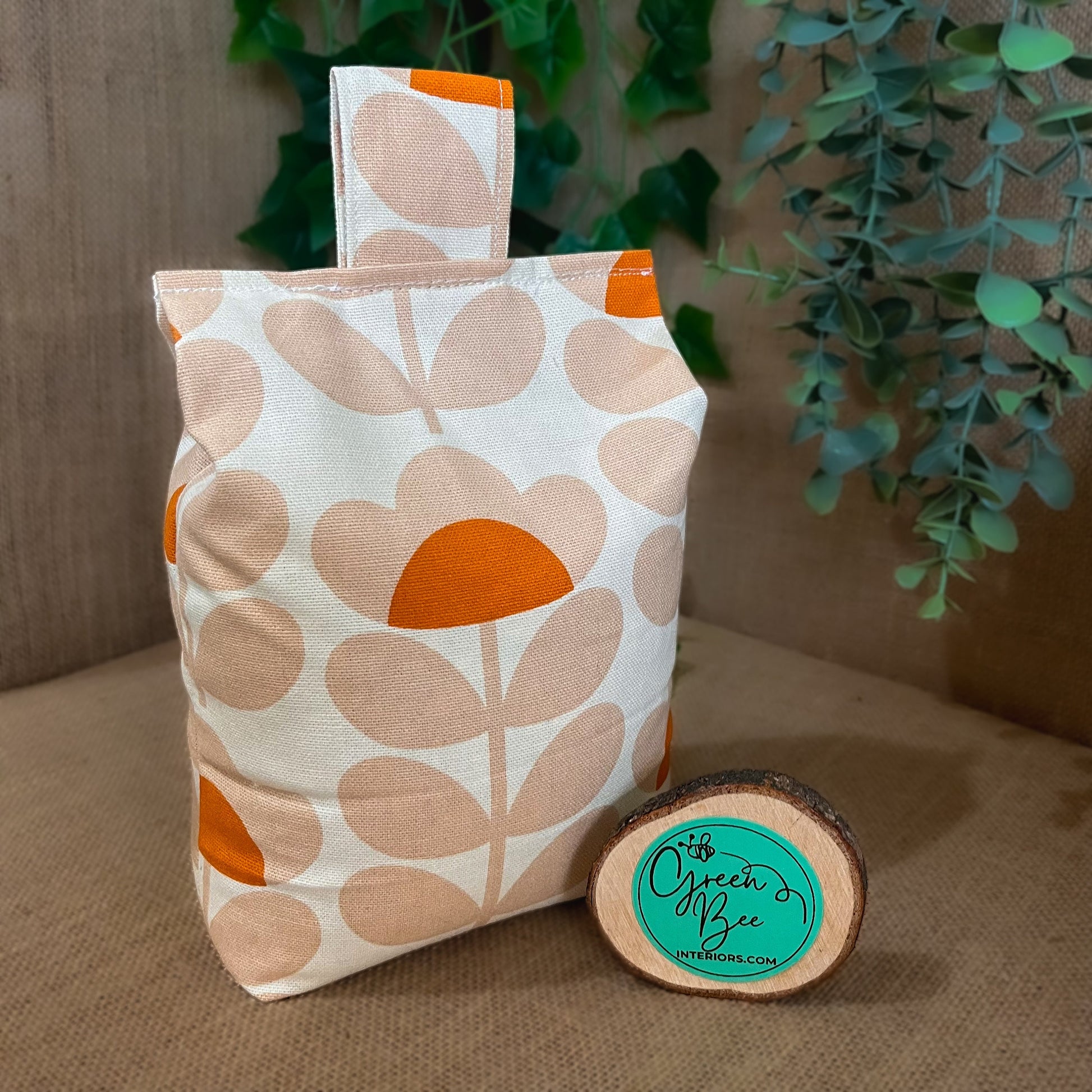 Large Orange Papaya Sweet Pea Print Door Stop: Retro Orla Kiely Home Decor Fabric Home Decor (Filled or Fill at Home)