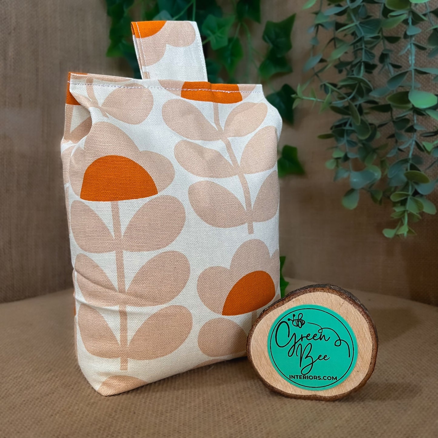 Large Orange Papaya Sweet Pea Print Door Stop: Retro Orla Kiely Home Decor Fabric Home Decor (Filled or Fill at Home)