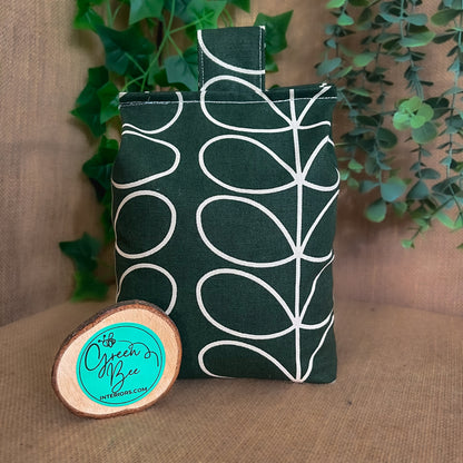 Large Evergreen Linear Stem Print Door Stop: Vintage Retro Style Fabric Home Decor (Filled or Fill at Home) Orla Kiely
