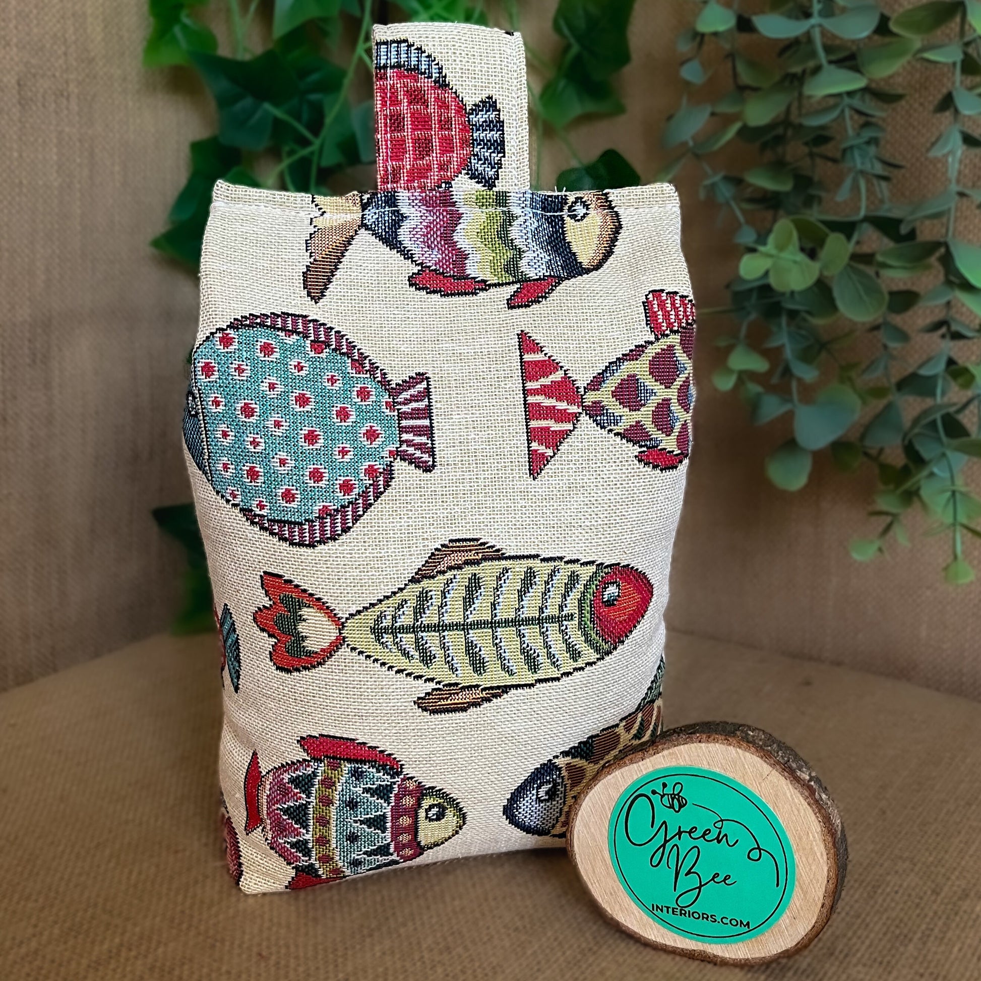Large Tapestry Fish Fabric Door Stop: Nautical Style Rustic Home Decor (Filled or Fill at Home)