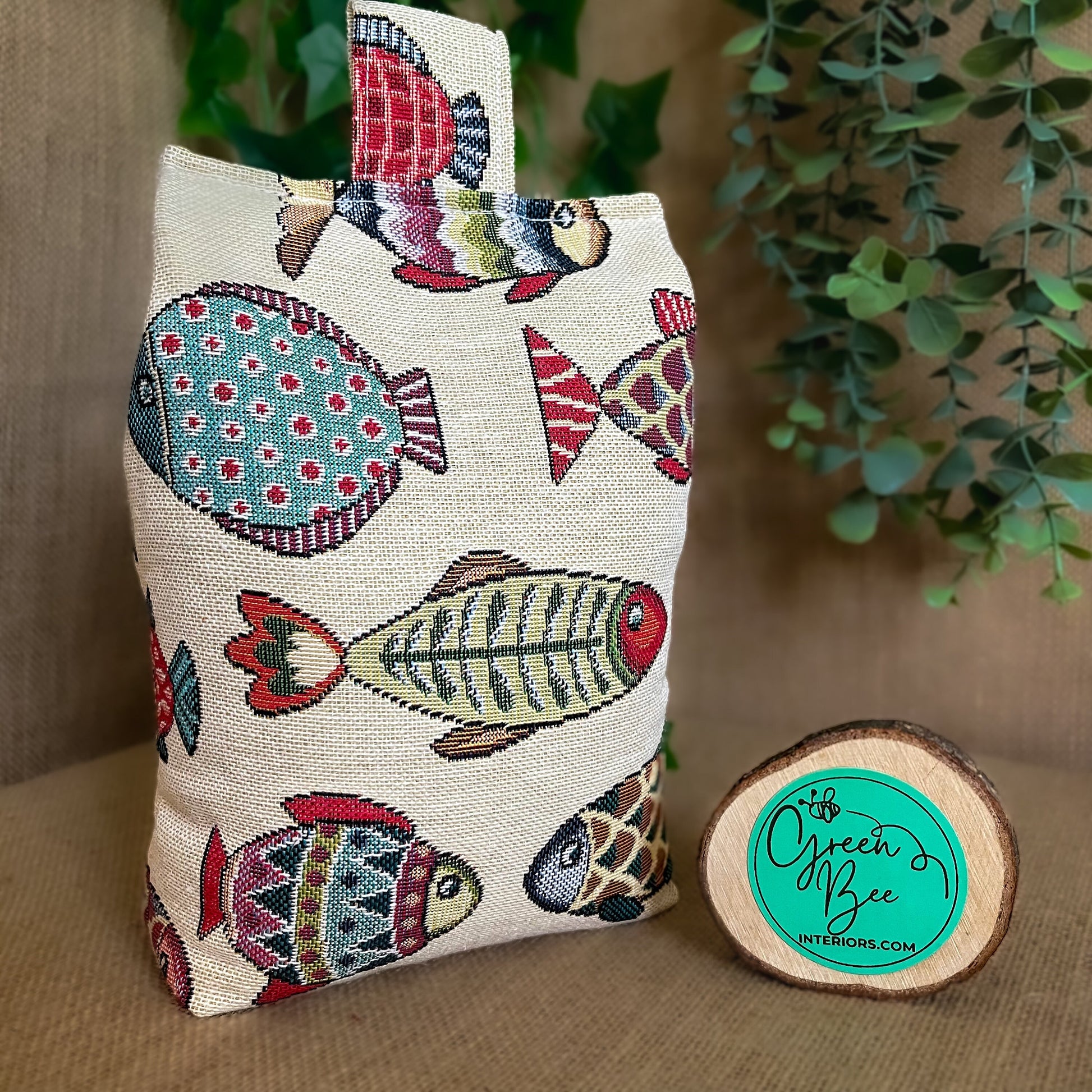 Large Tapestry Fish Fabric Door Stop: Nautical Style Rustic Home Decor (Filled or Fill at Home)