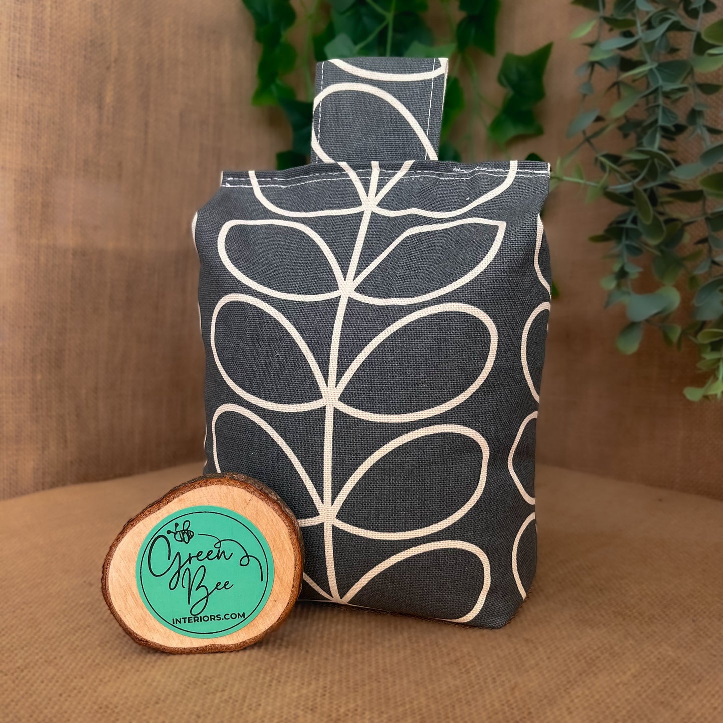 Large Grey Linear Stem Print Door Stop: Vintage Retro Style Fabric Home Decor (Filled or Fill at Home) Orla Kiely