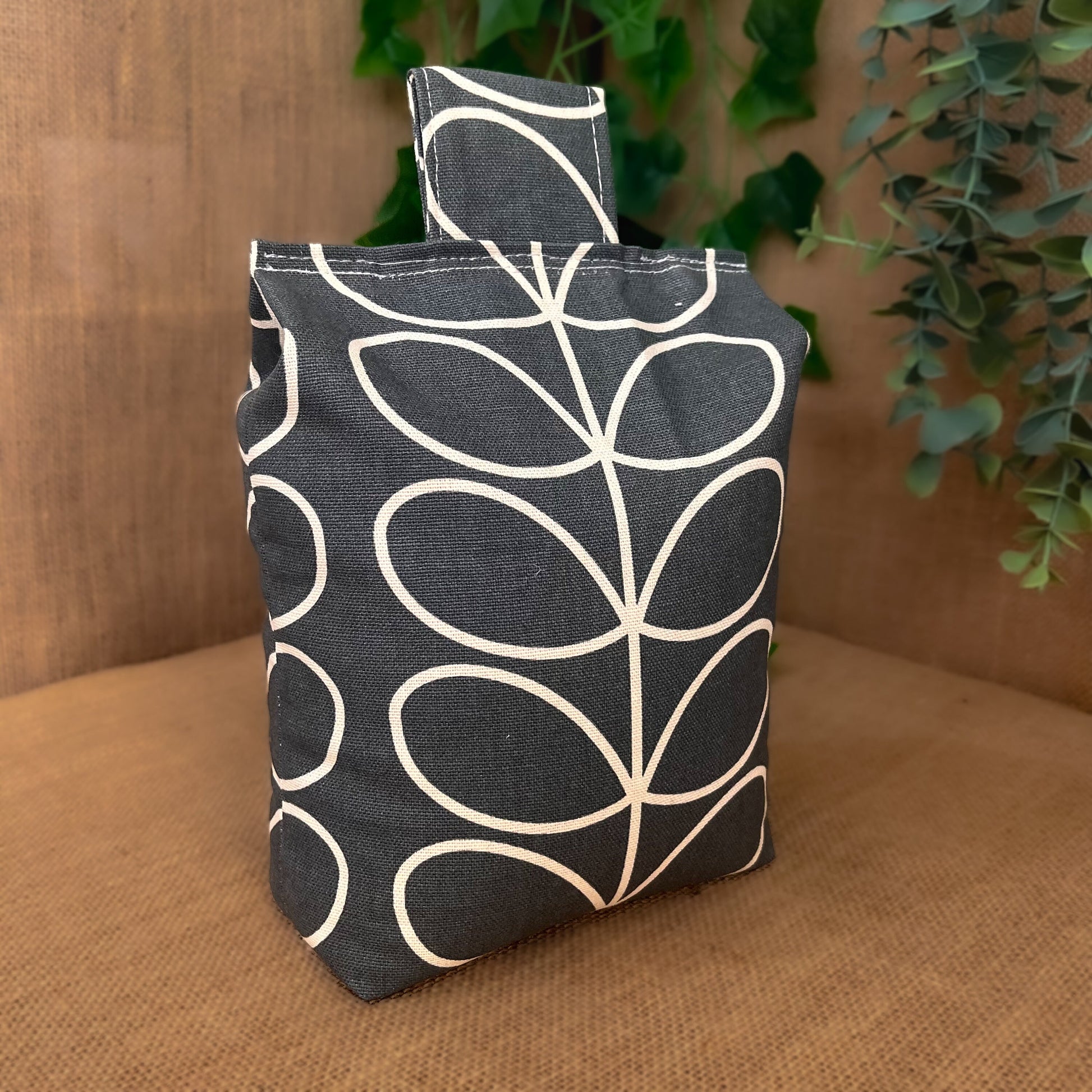 Large Grey Linear Stem Print Door Stop: Vintage Retro Style Fabric Home Decor (Filled or Fill at Home) Orla Kiely