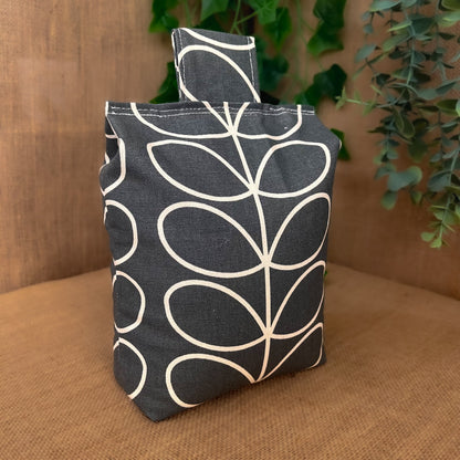 Large Grey Linear Stem Print Door Stop: Vintage Retro Style Fabric Home Decor (Filled or Fill at Home) Orla Kiely