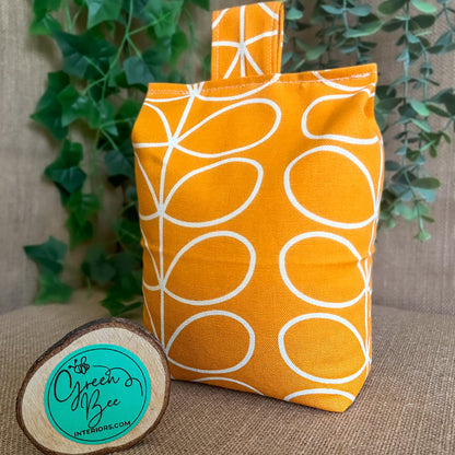 Large Papaya Orange Stem Print Door Stop: Modern Retro Accents Fabric Home Decor (Filled or Fill at Home) Orla Kiely
