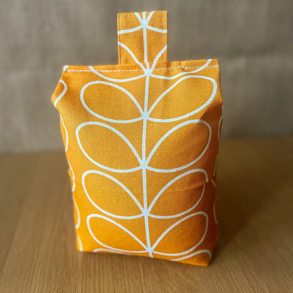 Large Papaya Orange Stem Print Door Stop: Modern Retro Accents Fabric Home Decor (Filled or Fill at Home) Orla Kiely