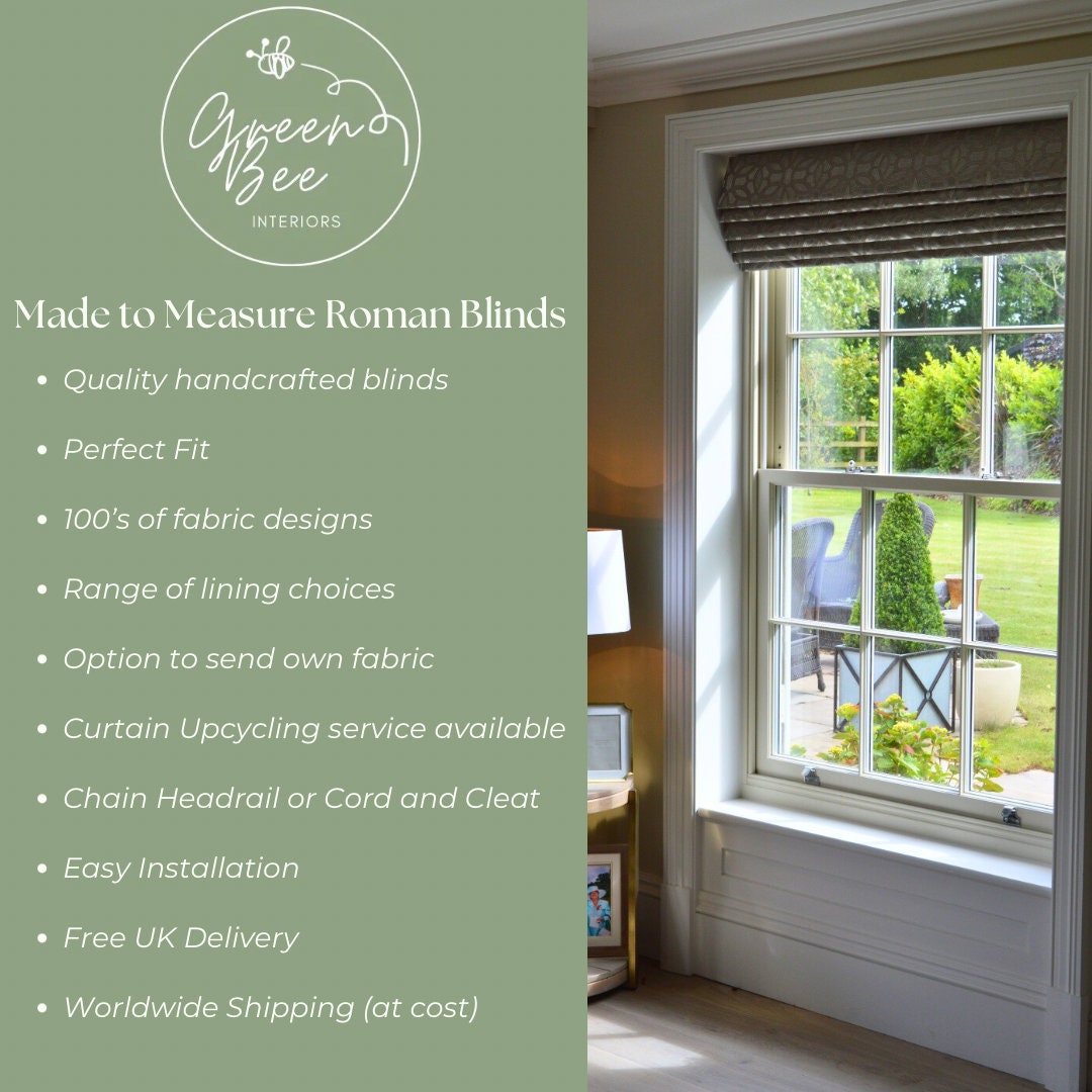 Custom Made Roman Blinds - Any Fabric, Any Size, Window Shades, Made to Measure