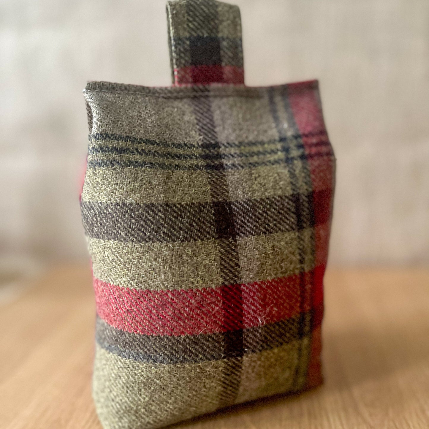 Large Hunter Green Tartan Door Stop: Rustic Elegance for Home Decor (Filled or Fill at Home)