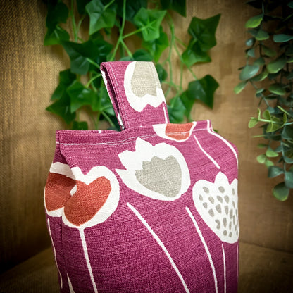 Large Plum Purple Scandi Floral Print Door Stop: Modern Retro Accents Fabric Home Decor (Filled or Fill at Home)