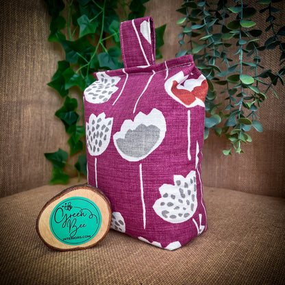 Large Plum Purple Scandi Floral Print Door Stop: Modern Retro Accents Fabric Home Decor (Filled or Fill at Home)