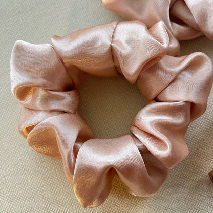 Blush Pink Satin Scrunchies Set, Wedding Favors or Bridesmaid Gift for her, Handmade Silk Hair Scrunchies Set Oversized