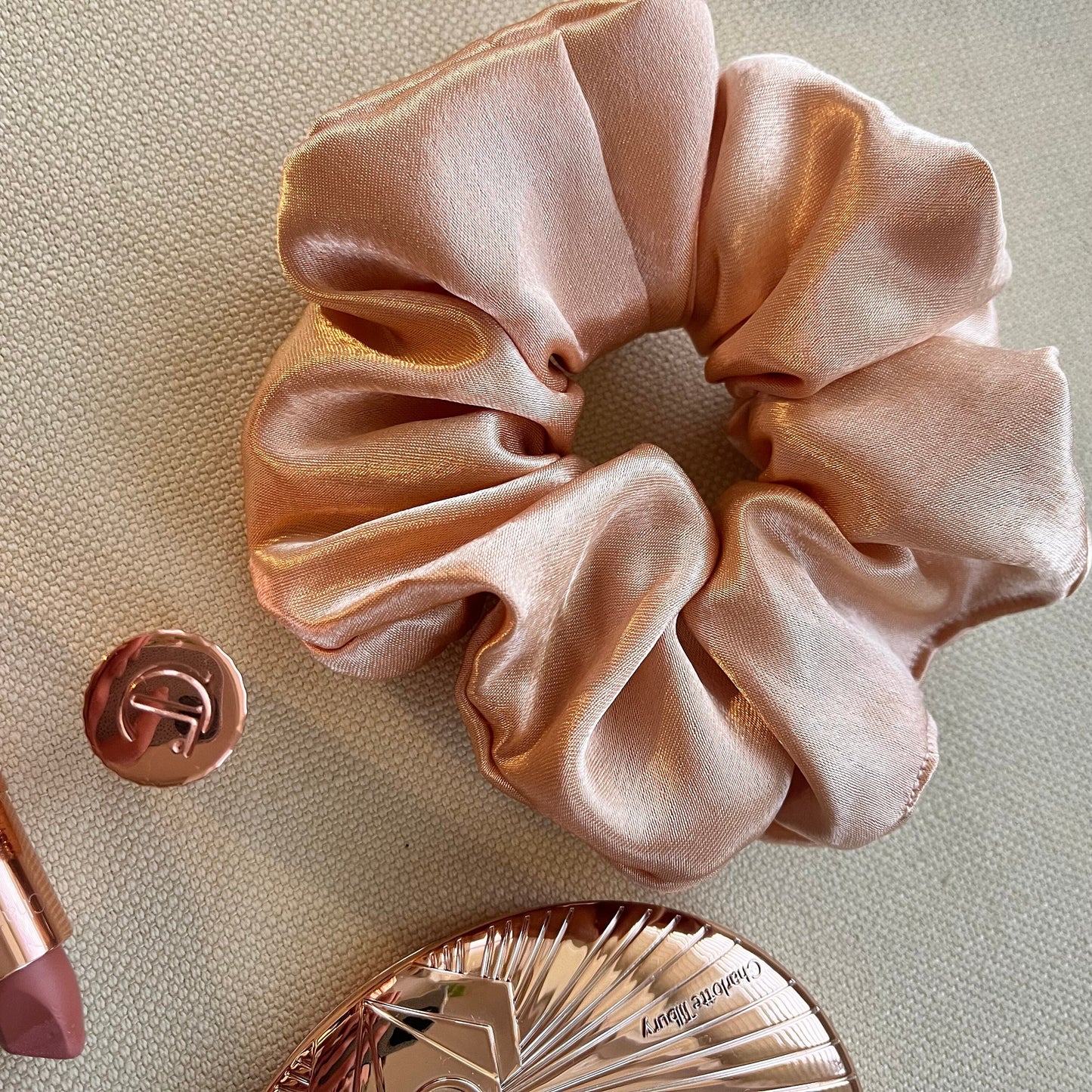 Blush Pink Satin Scrunchies Set, Wedding Favors or Bridesmaid Gift for her, Handmade Silk Hair Scrunchies Set Oversized