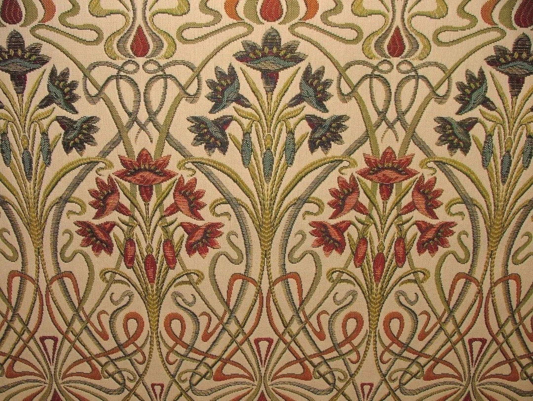 Custom Handmade Roman Blinds Art Nouveau Fabric - 5 Colors, Made-to-Measure, Standard or Blackout Lining, Cord/Cleat or Chain Head Rails