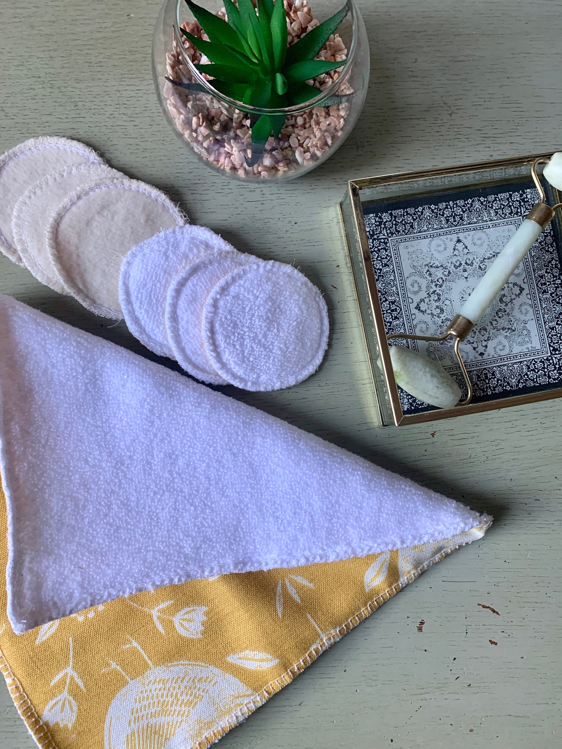 Yellow Birds Eco-Friendly Reusable Makeup Pads & Face Cloths | Double-Sided with Terry Towelling Fabrics | Sustainable Skincare Essentials