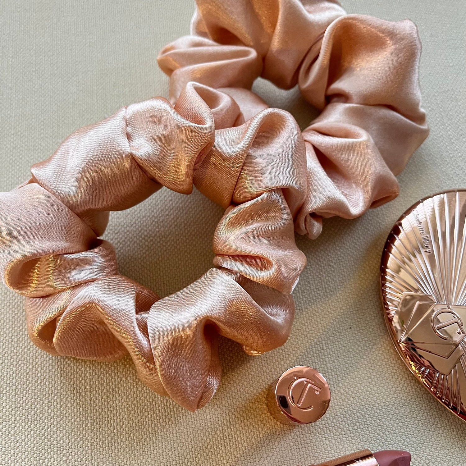 Blush Pink Satin Scrunchies Set, Wedding Favors or Bridesmaid Gift for her, Handmade Silk Hair Scrunchies Set Oversized