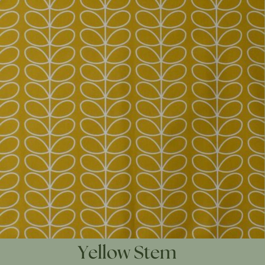 Custom Roman Blinds Orla Kiely Fabric Grey Red Yellow Stem - 4 Colours, Made-to-Measure, Standard/ Blackout Lining, Chain Headrail