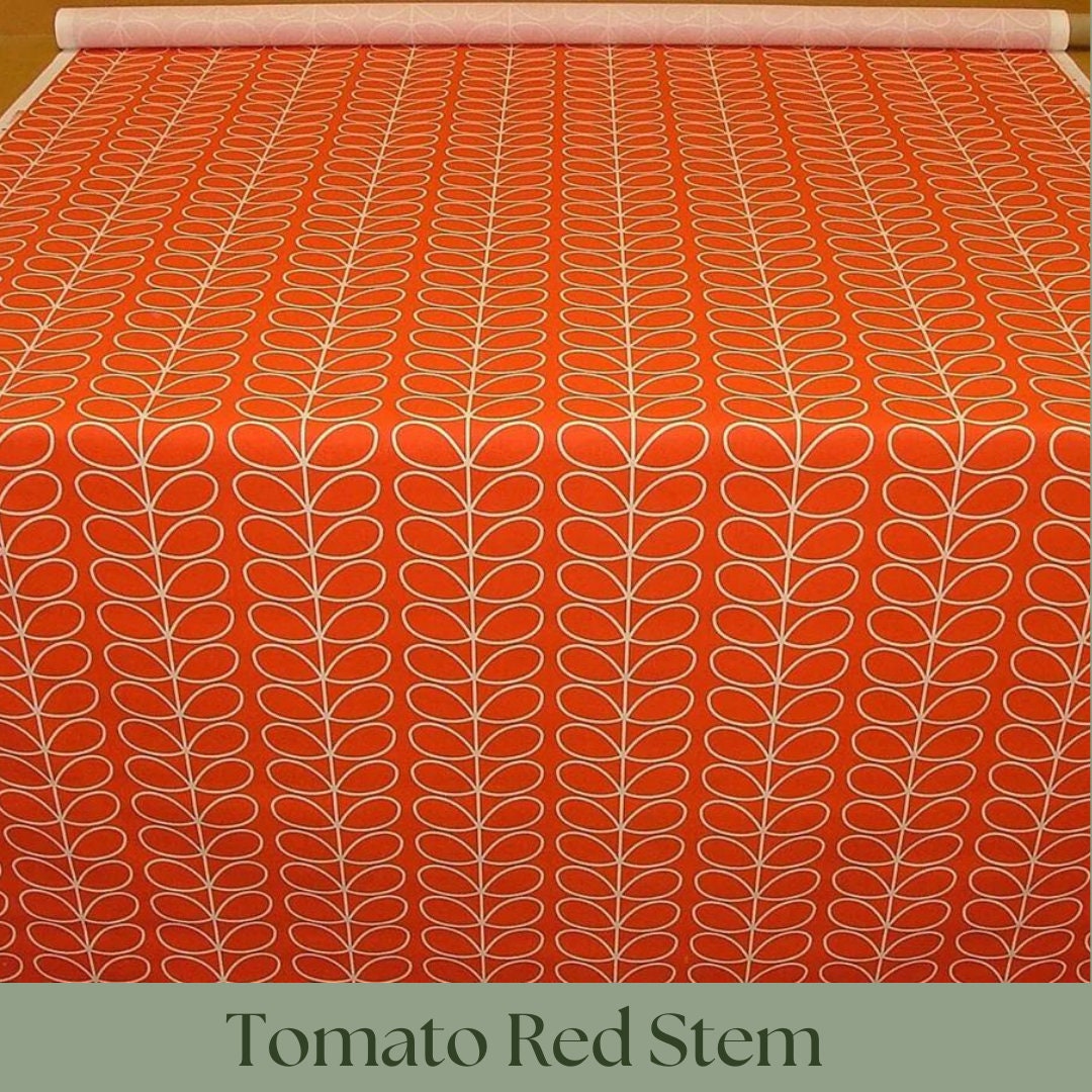 Custom Roman Blinds Orla Kiely Fabric Grey Red Yellow Stem - 4 Colours, Made-to-Measure, Standard/ Blackout Lining, Chain Headrail