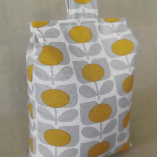Large Orange Grey Sweet Pea Fabric Door Stop: Rustic Elegance for Home Decor (Filled or Fill at Home) Orla Kiely