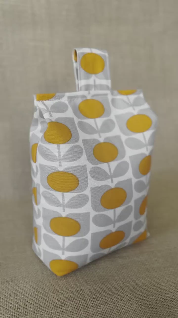 Large Orange Grey Sweet Pea Fabric Door Stop: Rustic Elegance for Home Decor (Filled or Fill at Home) Orla Kiely