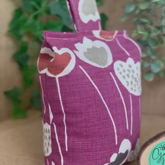 Large Plum Purple Scandi Floral Print Door Stop: Modern Retro Accents Fabric Home Decor (Filled or Fill at Home)