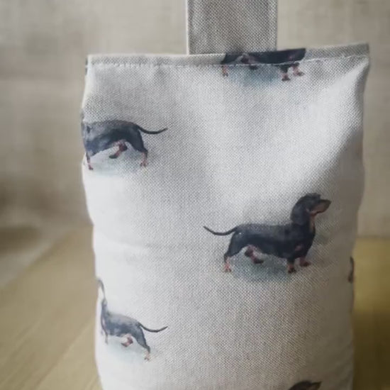 Large Dachshund Dog Printed Linen Door Stop: Farmhouse Charm Fabric Home Decor (Filled or Fill at Home)