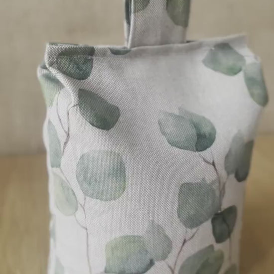 Large Linen Eucalyptus Print Door Stop: Farmhouse Charm Fabric Home Decor (Filled or Fill at Home)