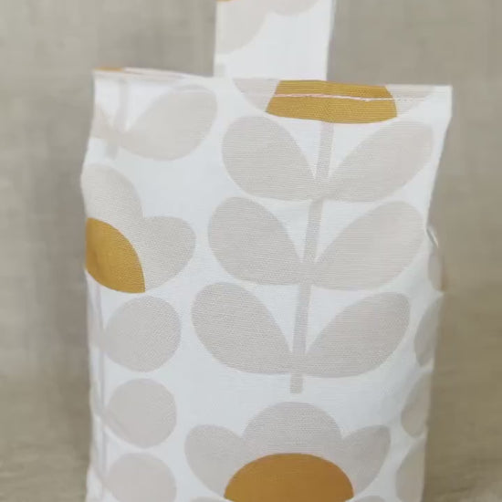 Large Orange Papaya Sweet Pea Print Door Stop: Retro Orla Kiely Home Decor Fabric Home Decor (Filled or Fill at Home)