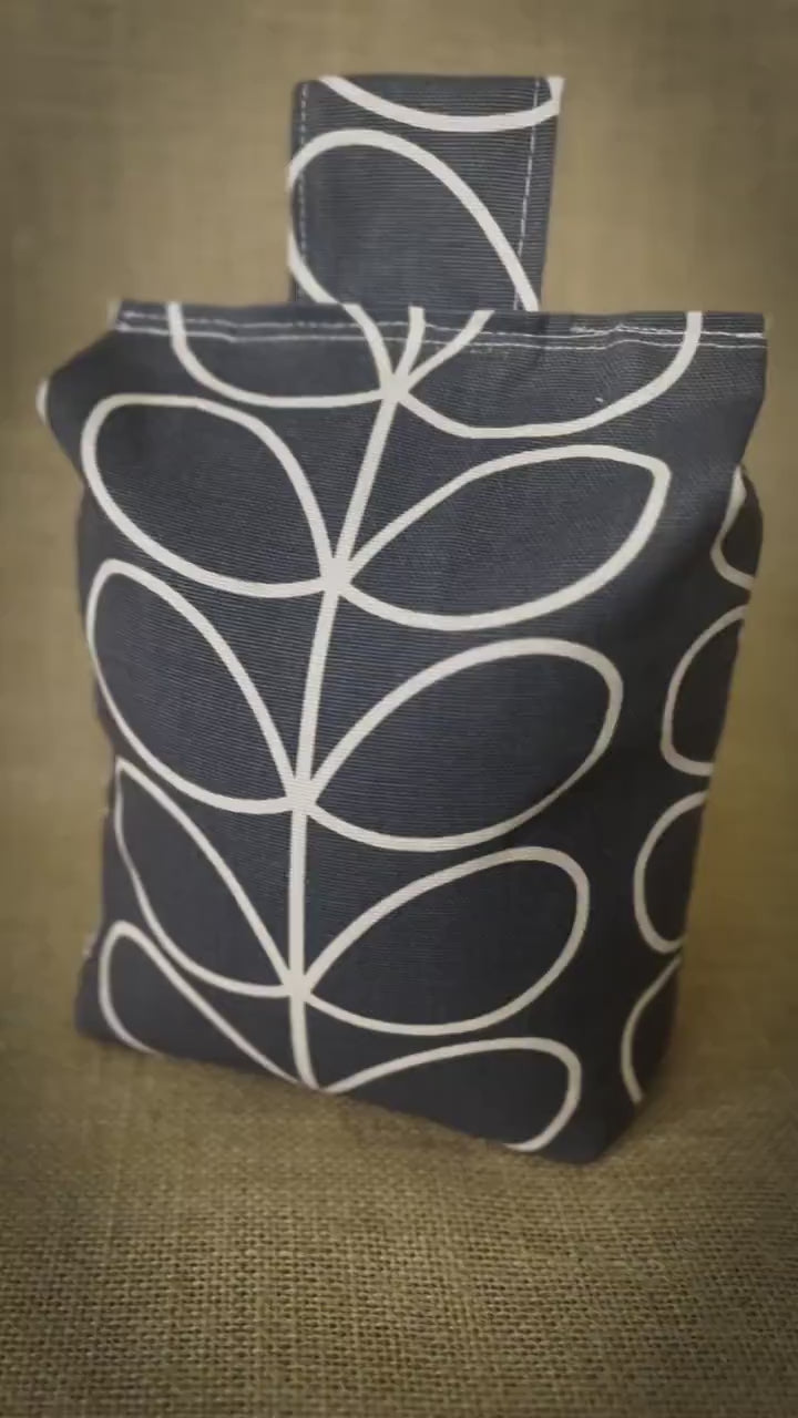Large Grey Linear Stem Print Door Stop: Vintage Retro Style Fabric Home Decor (Filled or Fill at Home) Orla Kiely