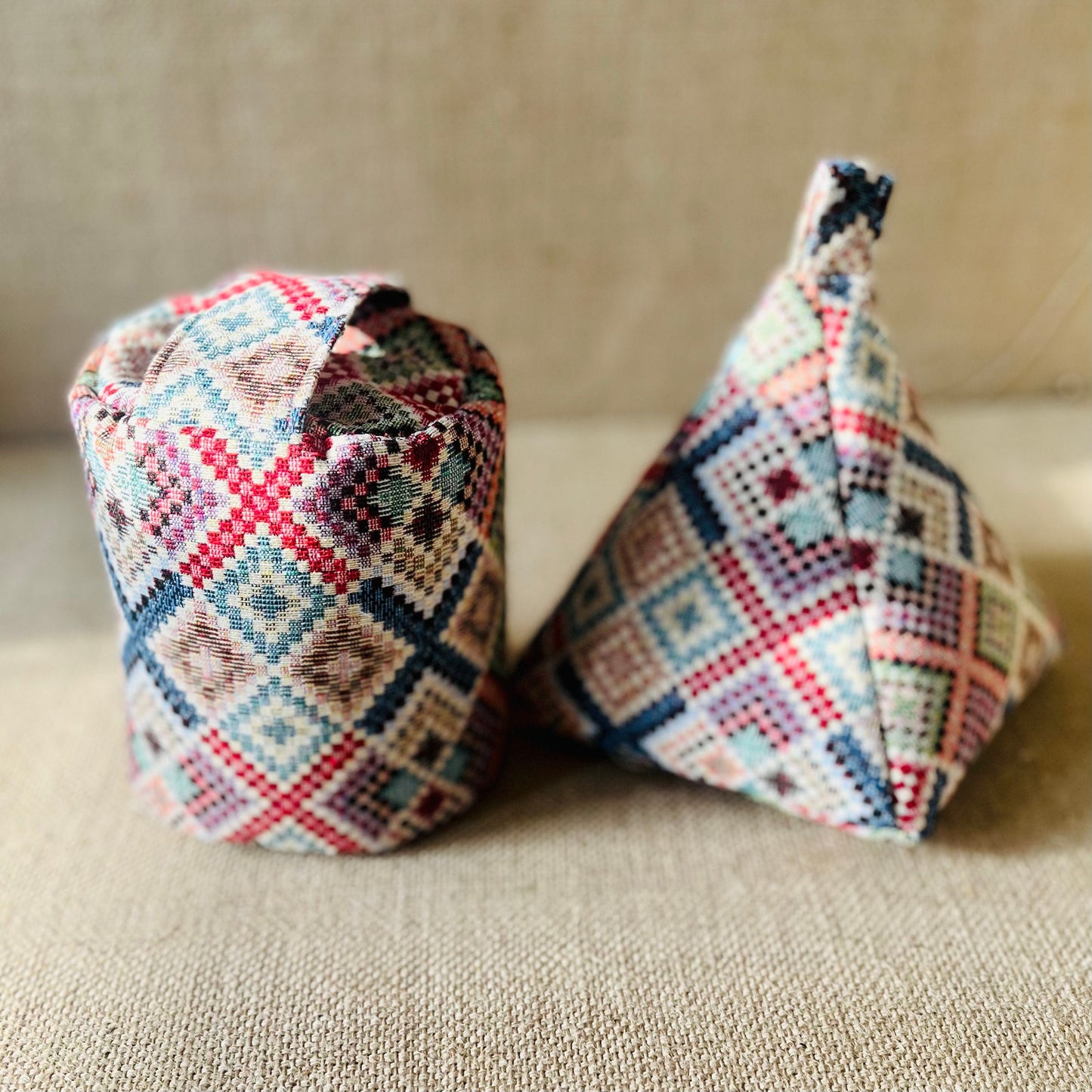 Tapestry Diamond Kilim Doorstop: Rustic Boho Home Decor
