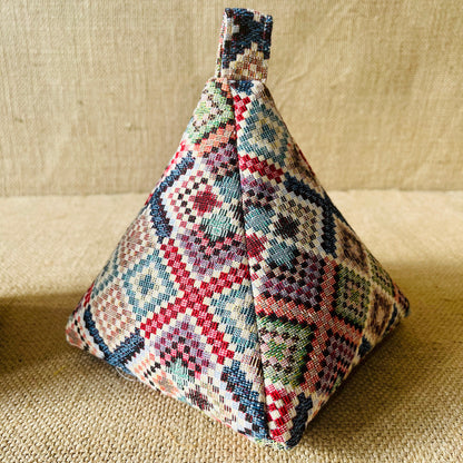 Tapestry Diamond Kilim Doorstop: Rustic Boho Home Decor