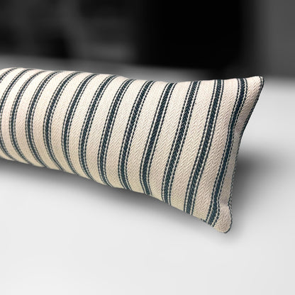 Black French Ticking Stripe Draught Excluder – 70-200cm, Weighted Home Insulation